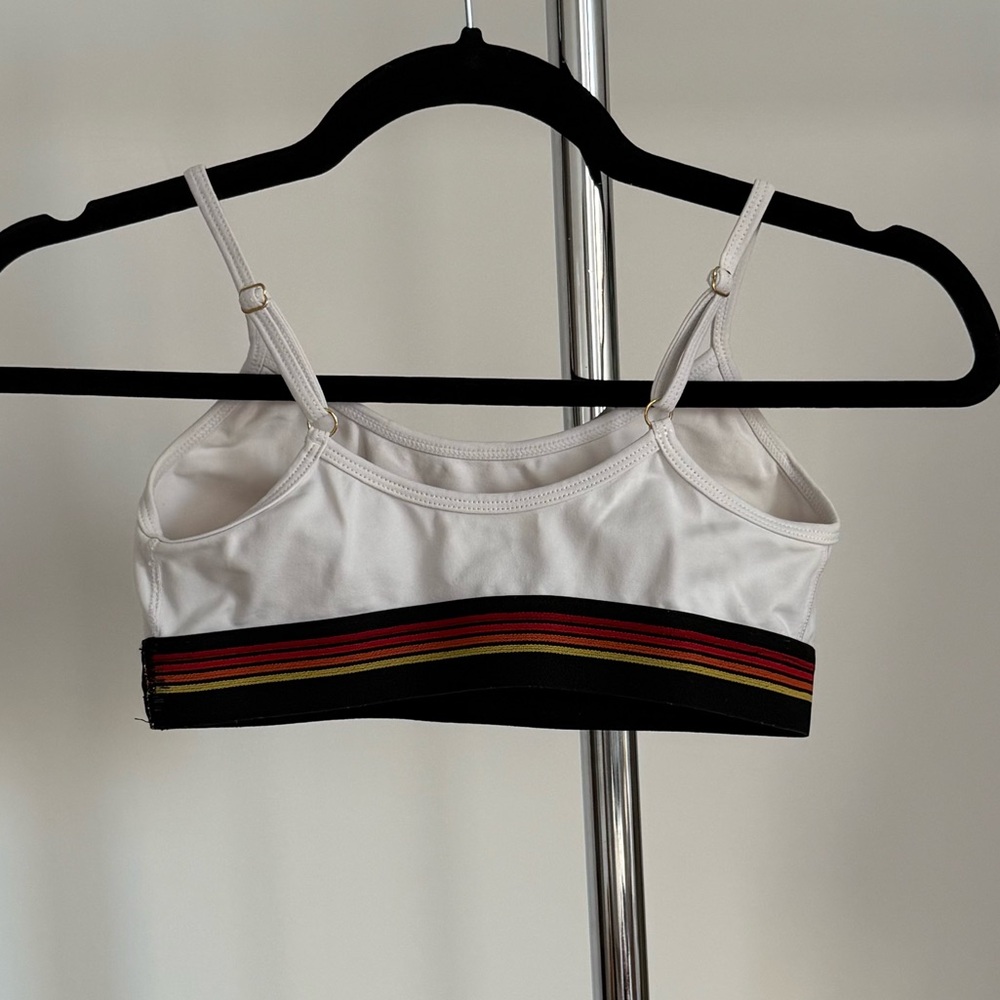 Aviator Nation 4 logo rainbow stripe set, elastic bra+biker shorts, white-size S - Picture 13 of 16